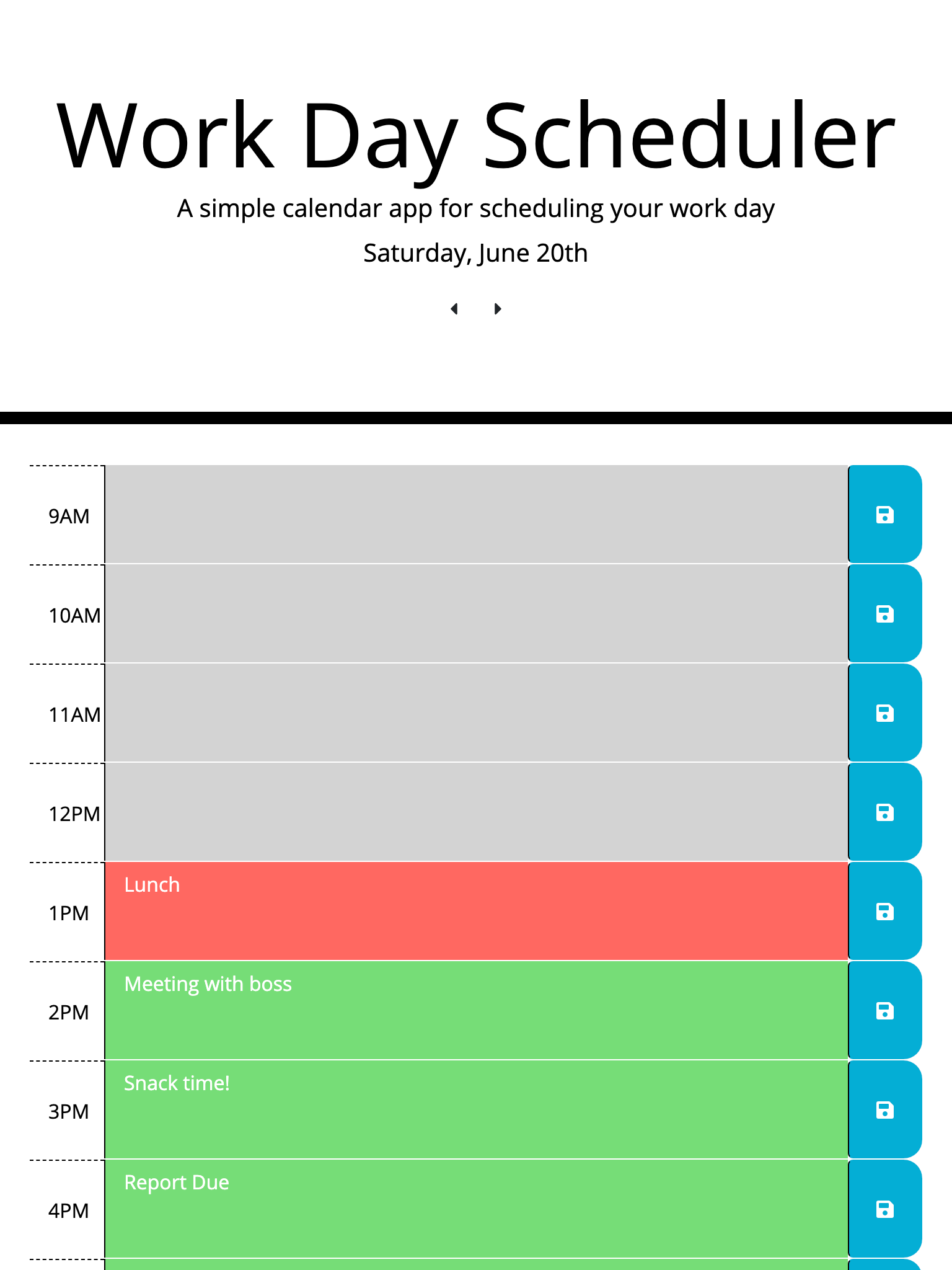 Day Scheduler App Screenshot